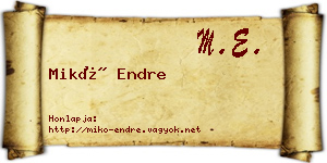 Mikó Endre névjegykártya